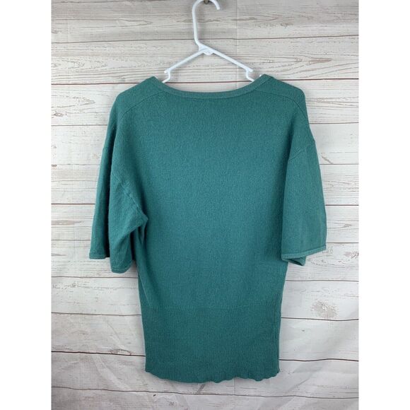 Anthropologie MOTH Sweater Womens Small Deep V Neck Green Rabbit/Cashmere - Picture 2 of 5